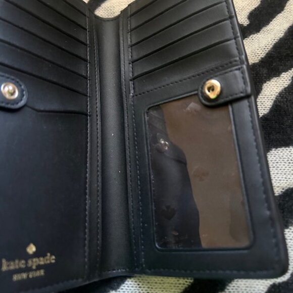 Kate Spade New York Black Saffiano  Staci slim bifold wallet - Picture 3 of 7